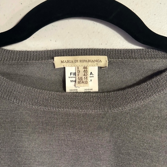 Maria Di Ripabianca Gray Women Crew Neck Cashmere Silk Knit Sweater Size US10 - Picture 9 of 11